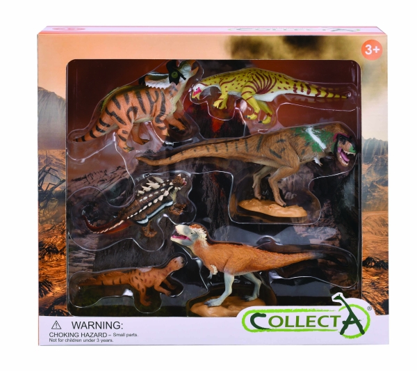 6 ST. EXOTISCHE DINOSAURIER SET, WINDOW BOX